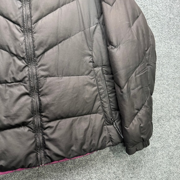Columbia Jacket Women's Size L Brown Pink Down Puffer Chevron Quilted Full Zip - Picture 4 of 14